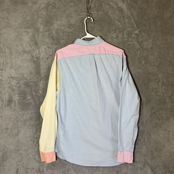 J Crew Shirt Men L Broken In Oxford Patchwork Colorblock Button Down Relaxed - Picture 3 of 8